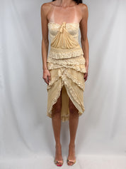 Mandalay 2000s Ivory Silk and Lace Midi Dress - S