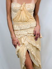 Mandalay 2000s Ivory Silk and Lace Midi Dress - S