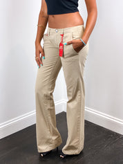 Miss Sixty 2000s Khaki Low Rise Flare Trousers - W27