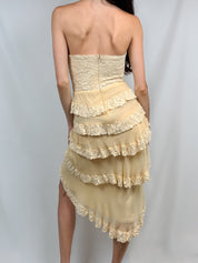 Mandalay 2000s Ivory Silk and Lace Midi Dress - S