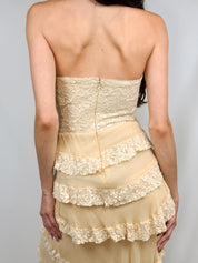 Mandalay 2000s Ivory Silk and Lace Midi Dress - S