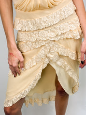 Mandalay 2000s Ivory Silk and Lace Midi Dress - S