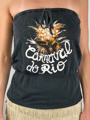Pepe Jeans 2000s Carnaval do Rio Graphic Tube Top - XS/S