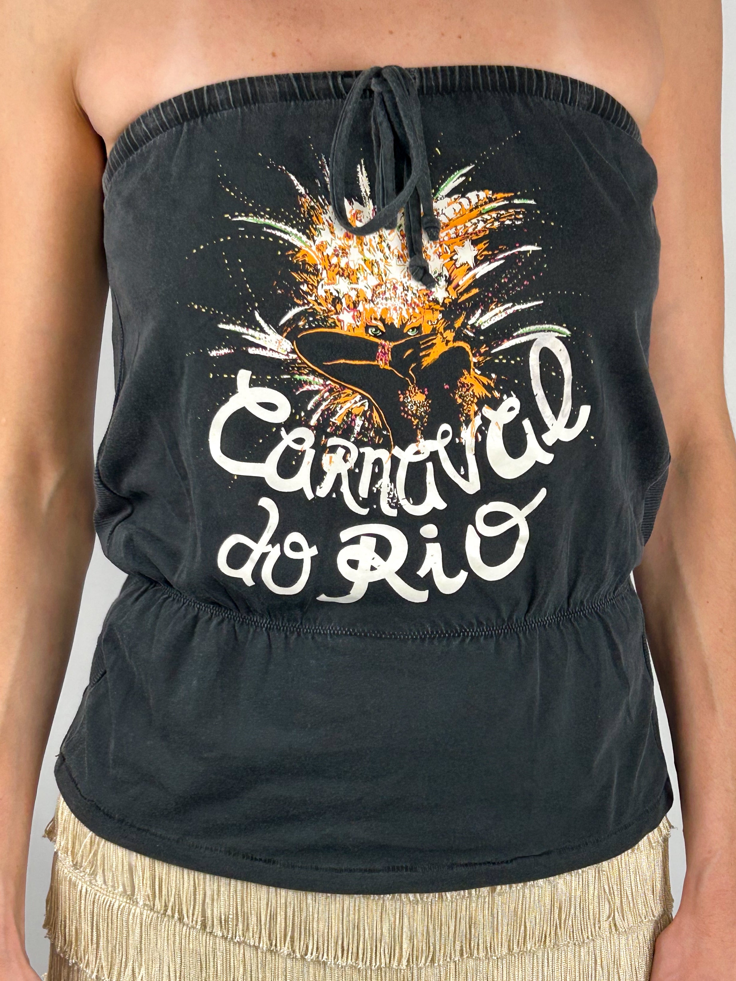 Pepe Jeans 2000s Carnaval do Rio Graphic Tube Top - XS/S