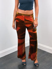 Class Roberto Cavalli 2000s Rust Ombré Velvet Flare Pants - W30