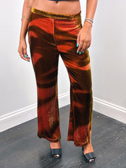 Class Roberto Cavalli 2000s Rust Ombré Velvet Flare Pants - W30