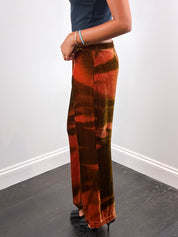 Class Roberto Cavalli 2000s Rust Ombré Velvet Flare Pants - W30