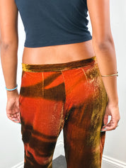Class Roberto Cavalli 2000s Rust Ombré Velvet Flare Pants - W30