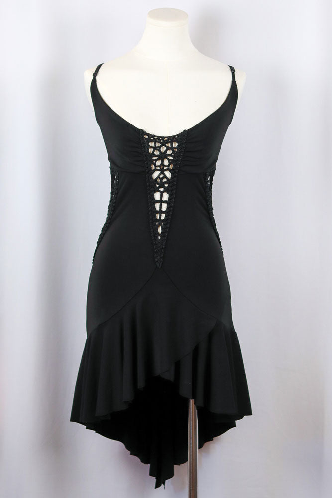 Enzo Loco 2000s Black Lace Ruffle Dress