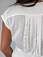 Pennyblack 1990s White Pintucked Linen Wrap Blouse - M