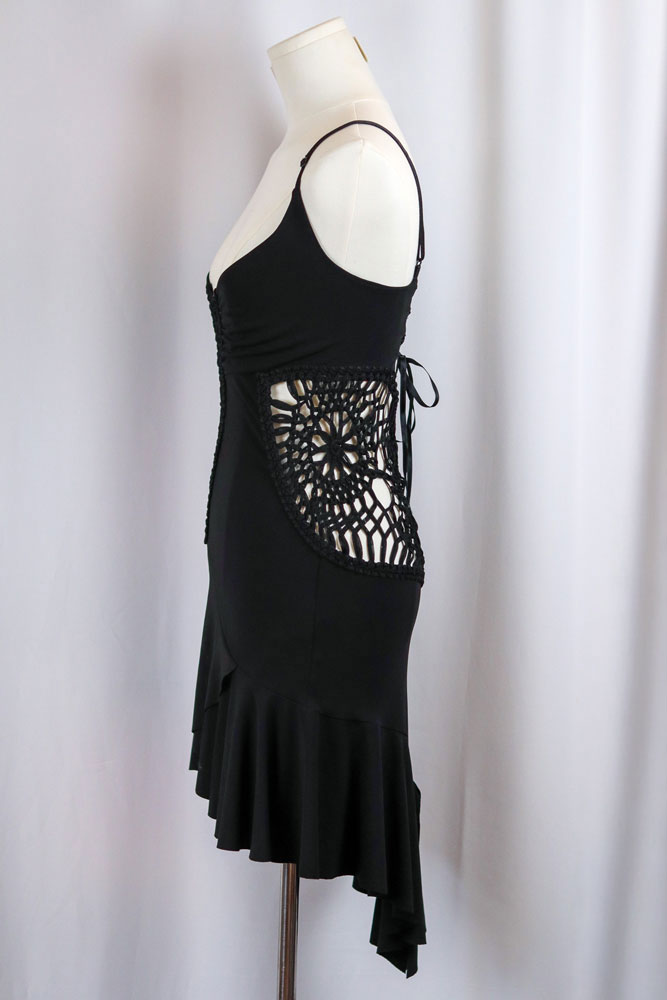Enzo Loco 2000s Black Lace Ruffle Dress