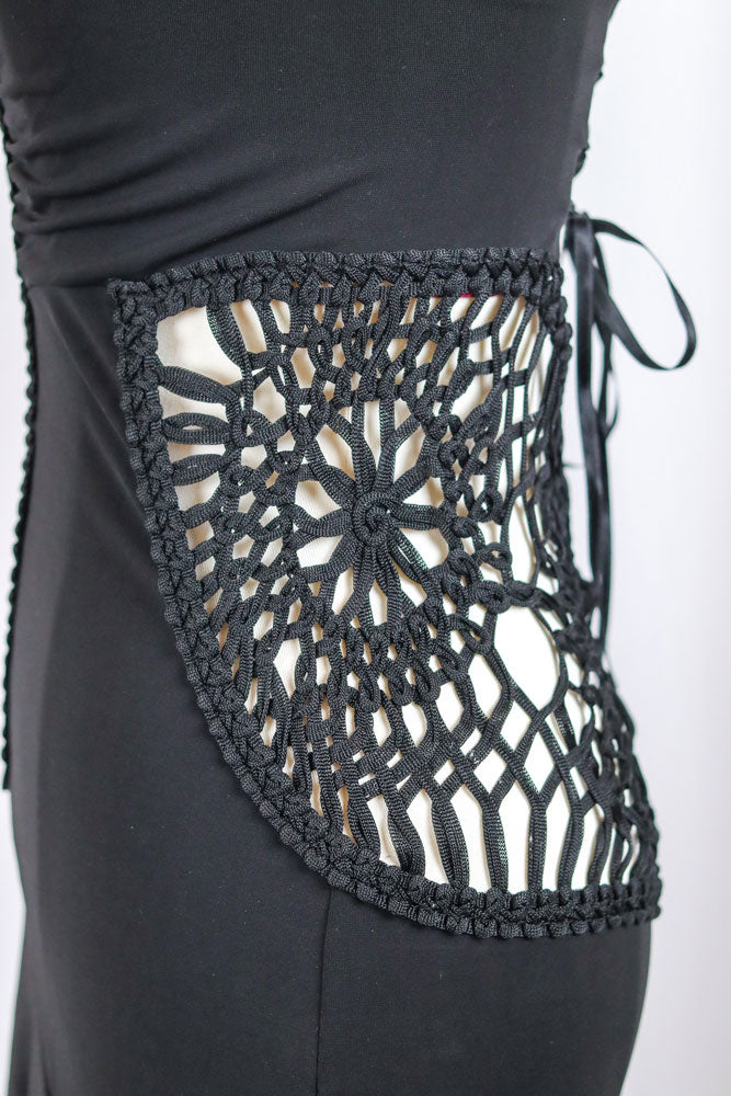 Enzo Loco 2000s Black Lace Ruffle Dress