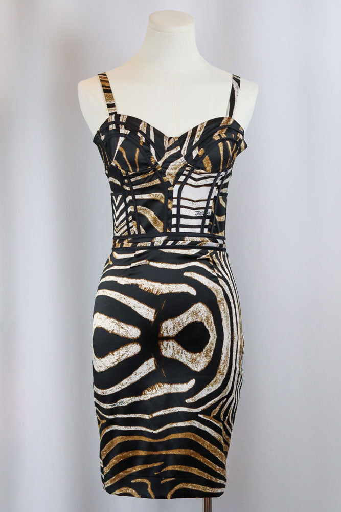 Roberto Cavalli 2000s Zebra Bustier Dress