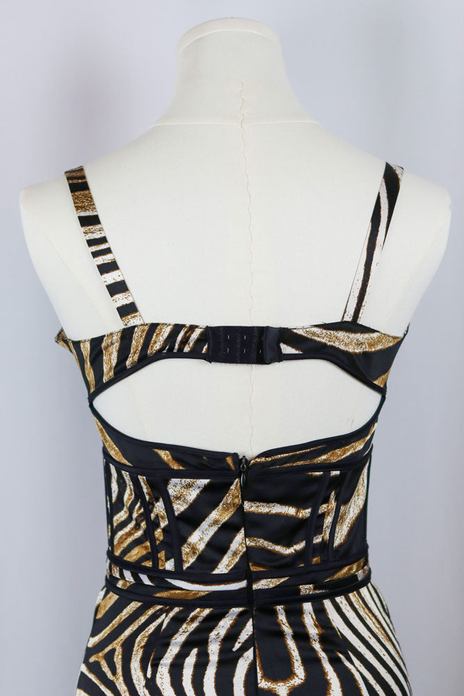 Roberto Cavalli 2000s Zebra Bustier Dress