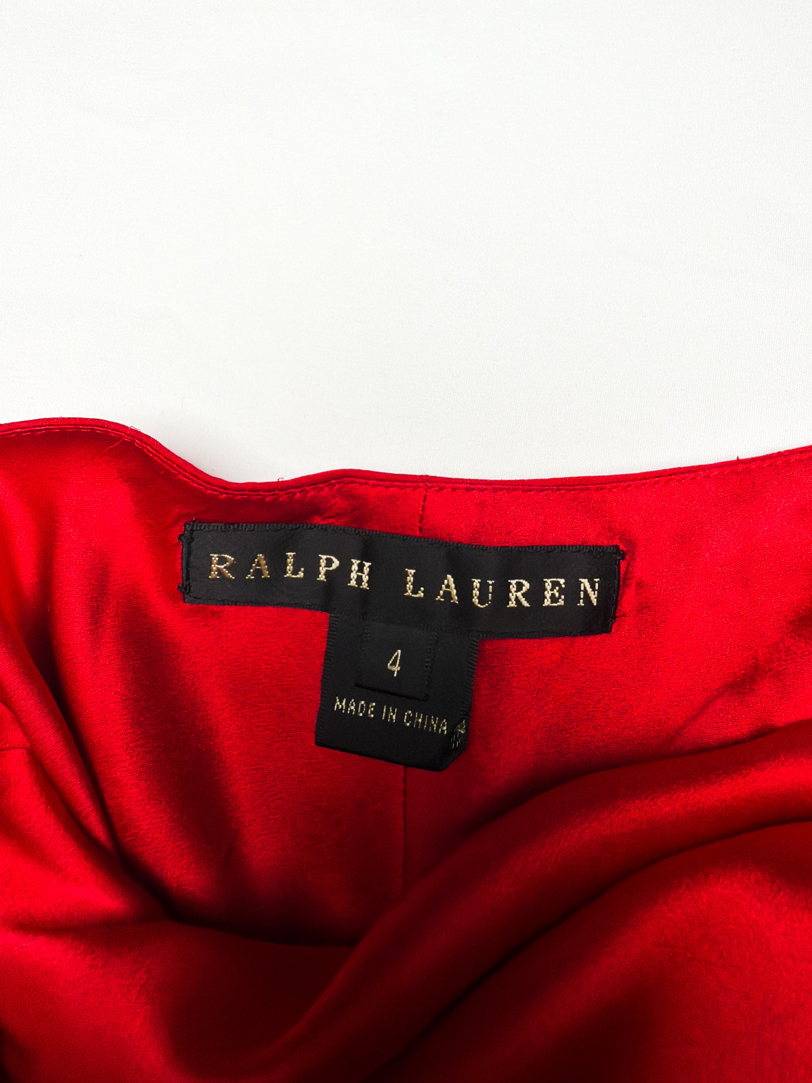 Ralph Lauren 2000s Red Silk Ruffle Halter Gown - XS/S