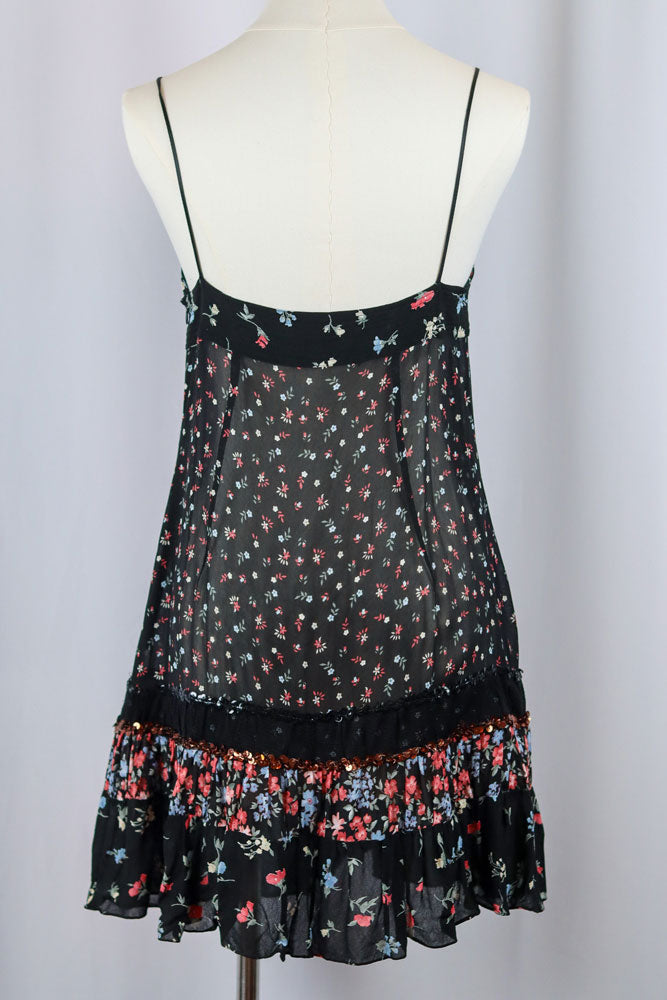 D&G 2000s Black Floral Mini Dress