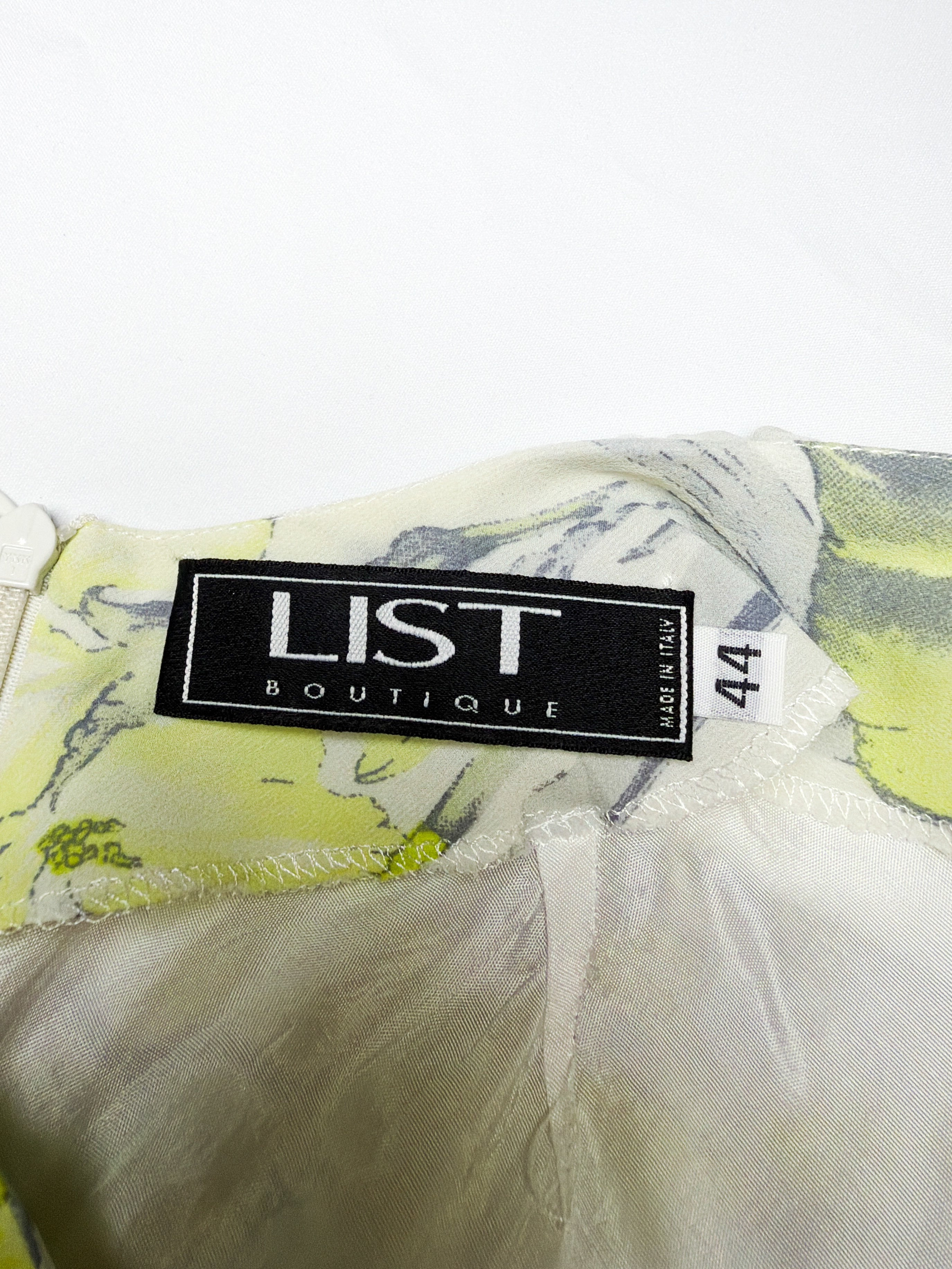 LIST Boutique 2000s White Floral Silk Cowl Neck Gown - S/M