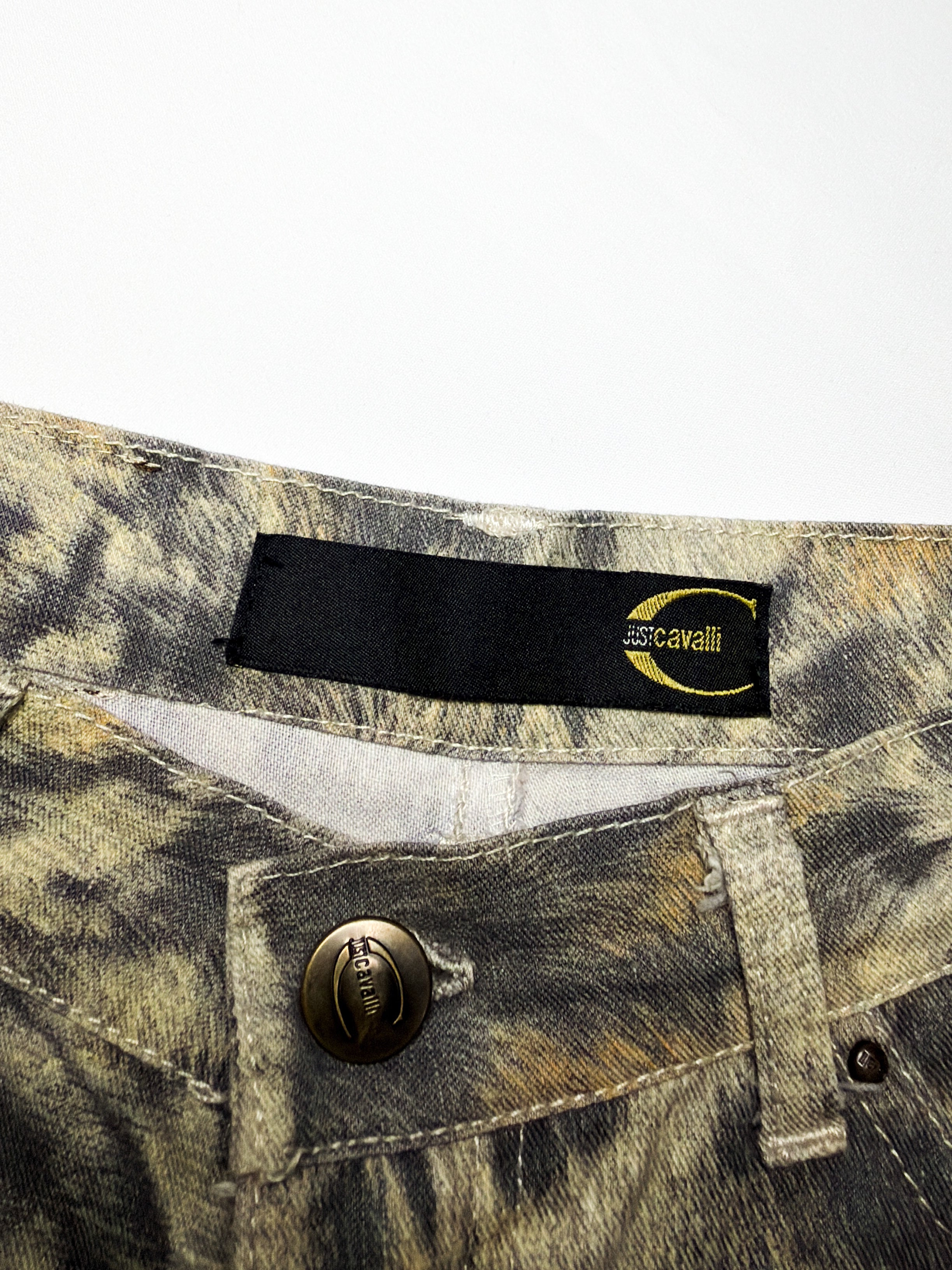 Just Cavalli 2000s Animal Print Flared Jeans - W25