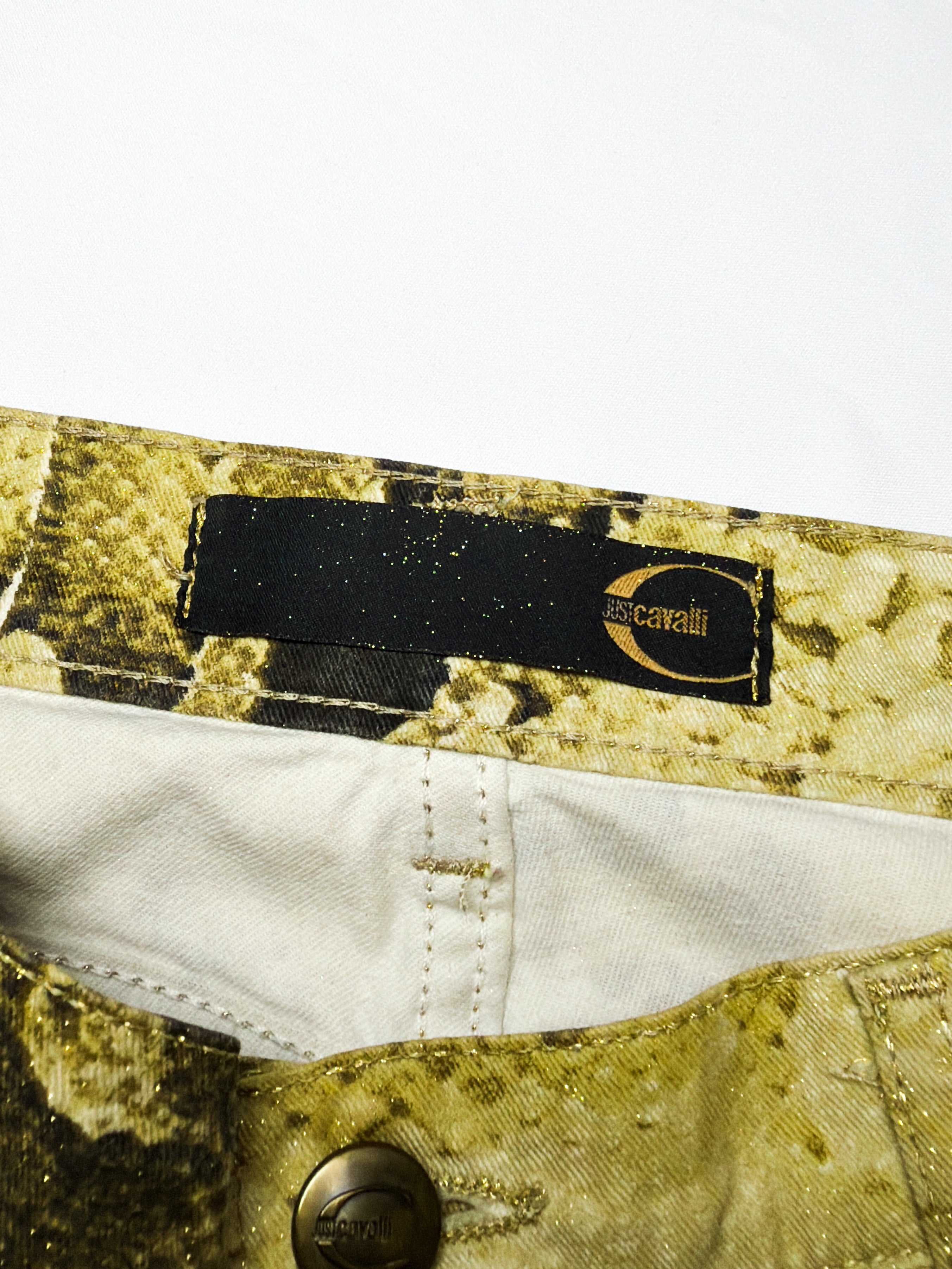 Just Cavalli 2000s Snakeskin Print Flared Jeans - W28