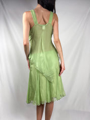 Renato Nucci 2000s Apple Green Silk Chiffon Set - Top / Skirt - M
