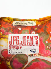 Jean Paul Gaultier JPG Jean's 2000s Orange Abstract Print Mesh Tank Top - S/M
