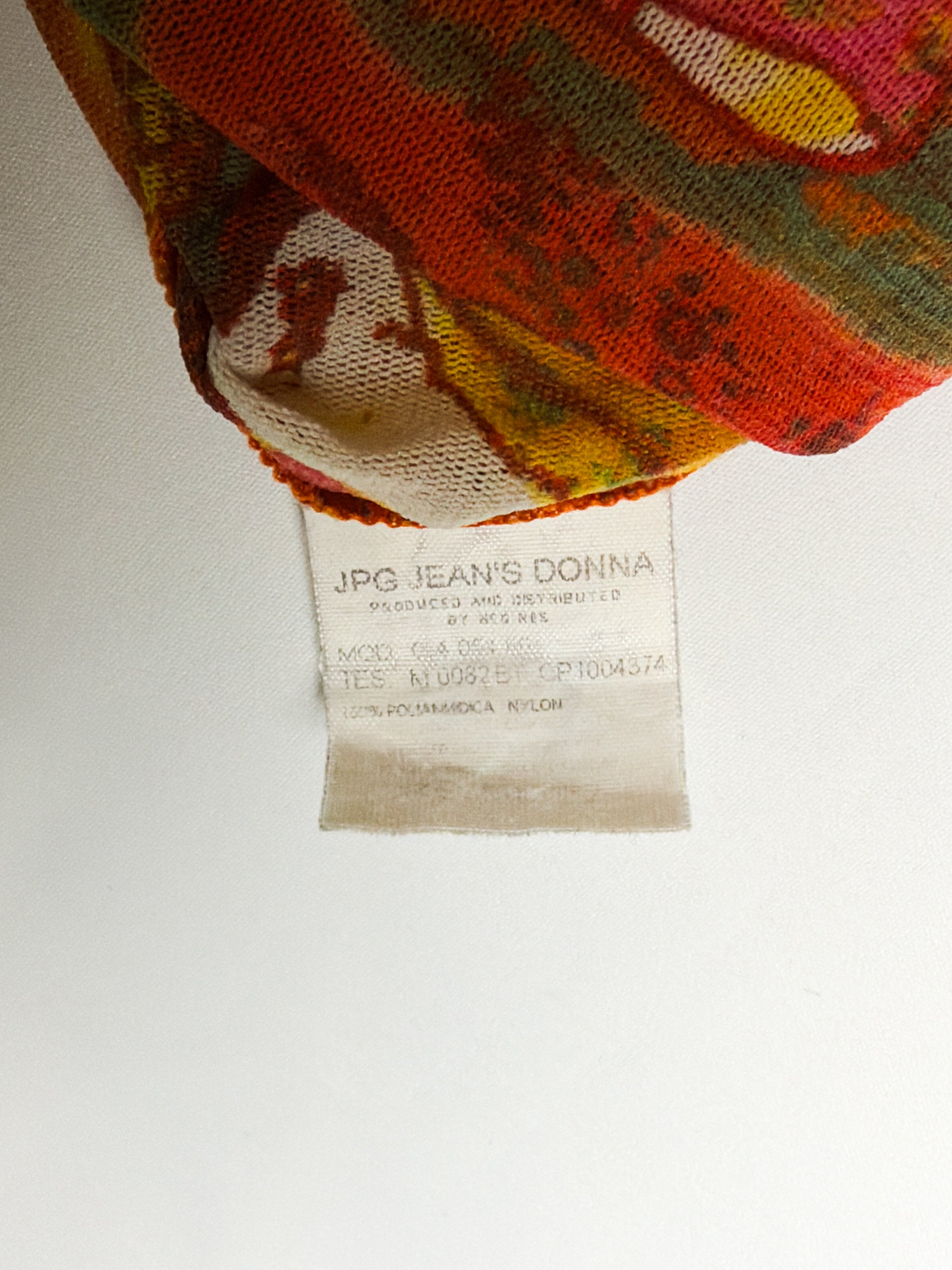 Jean Paul Gaultier JPG Jean's 2000s Orange Abstract Print Mesh Tank Top - S/M