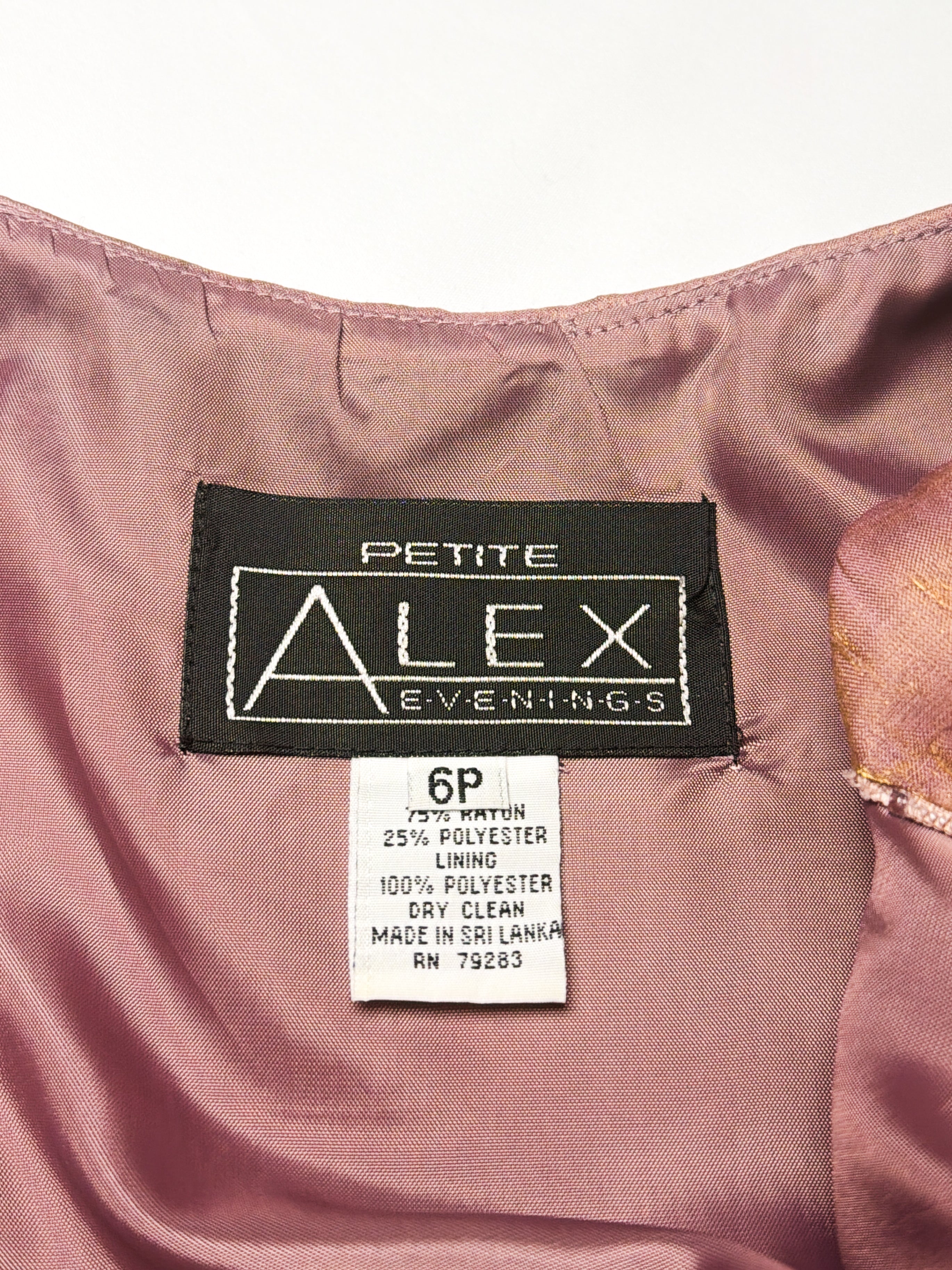 Alex Evenings 1990s Iridescent Pink and Gold Satin Gown - XS/S
