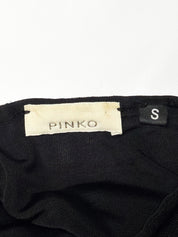 Pinko 2000s Black Beaded Paisley Tiered Mesh Mini Dress - S/M