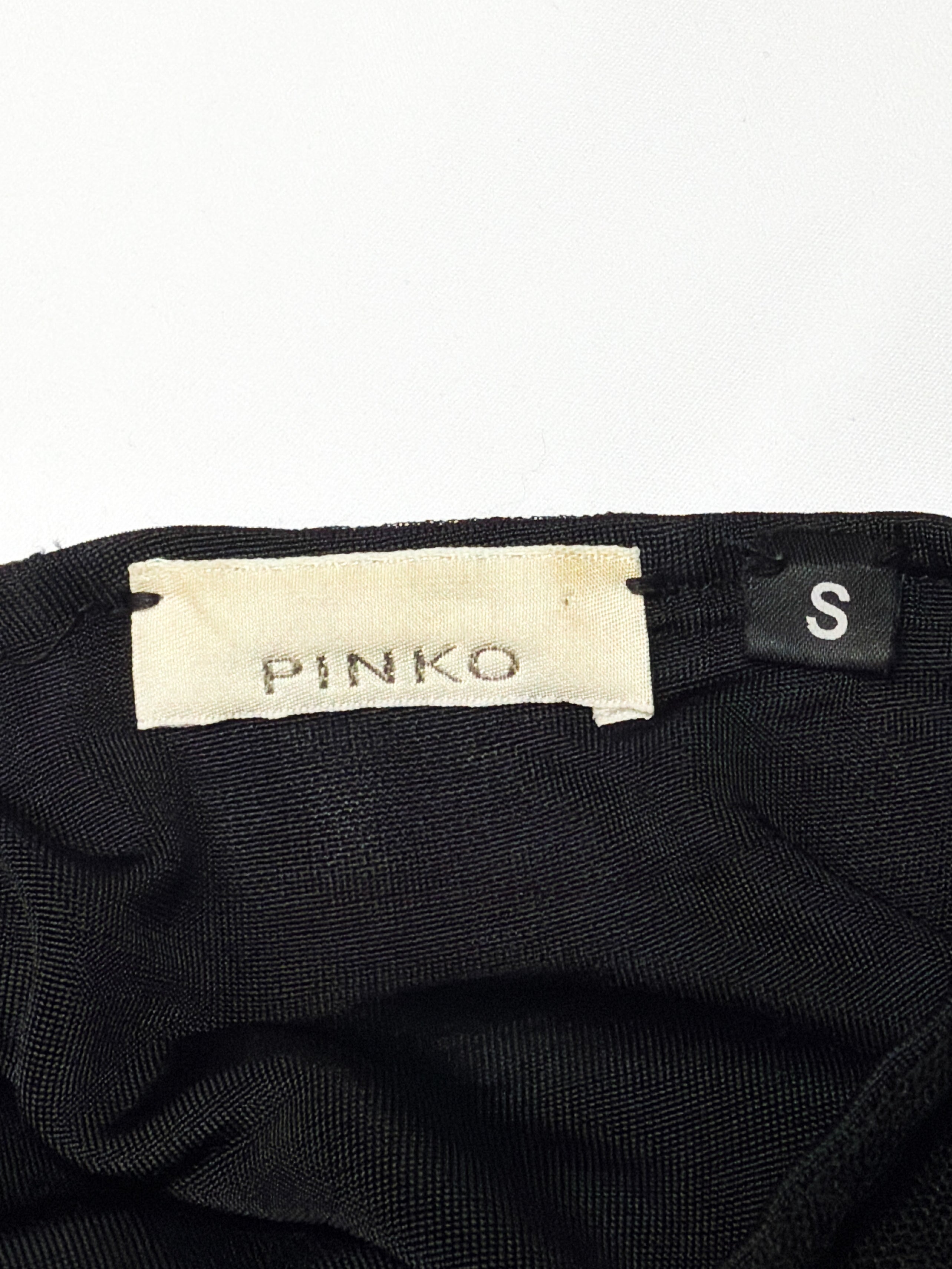 Pinko 2000s Black Beaded Paisley Tiered Mesh Mini Dress - S/M