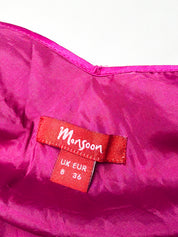 Monsoon 1990s Magenta Palm Print Devoré Velvet Maxi Dress - S