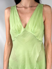 Renato Nucci 2000s Apple Green Silk Chiffon Set - Top / Skirt - M