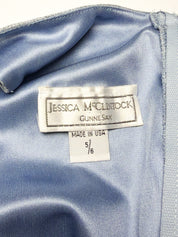 Jessica McClintock Gunne Sax 1990s Powder Blue Metallic Brocade Gown - XS/S