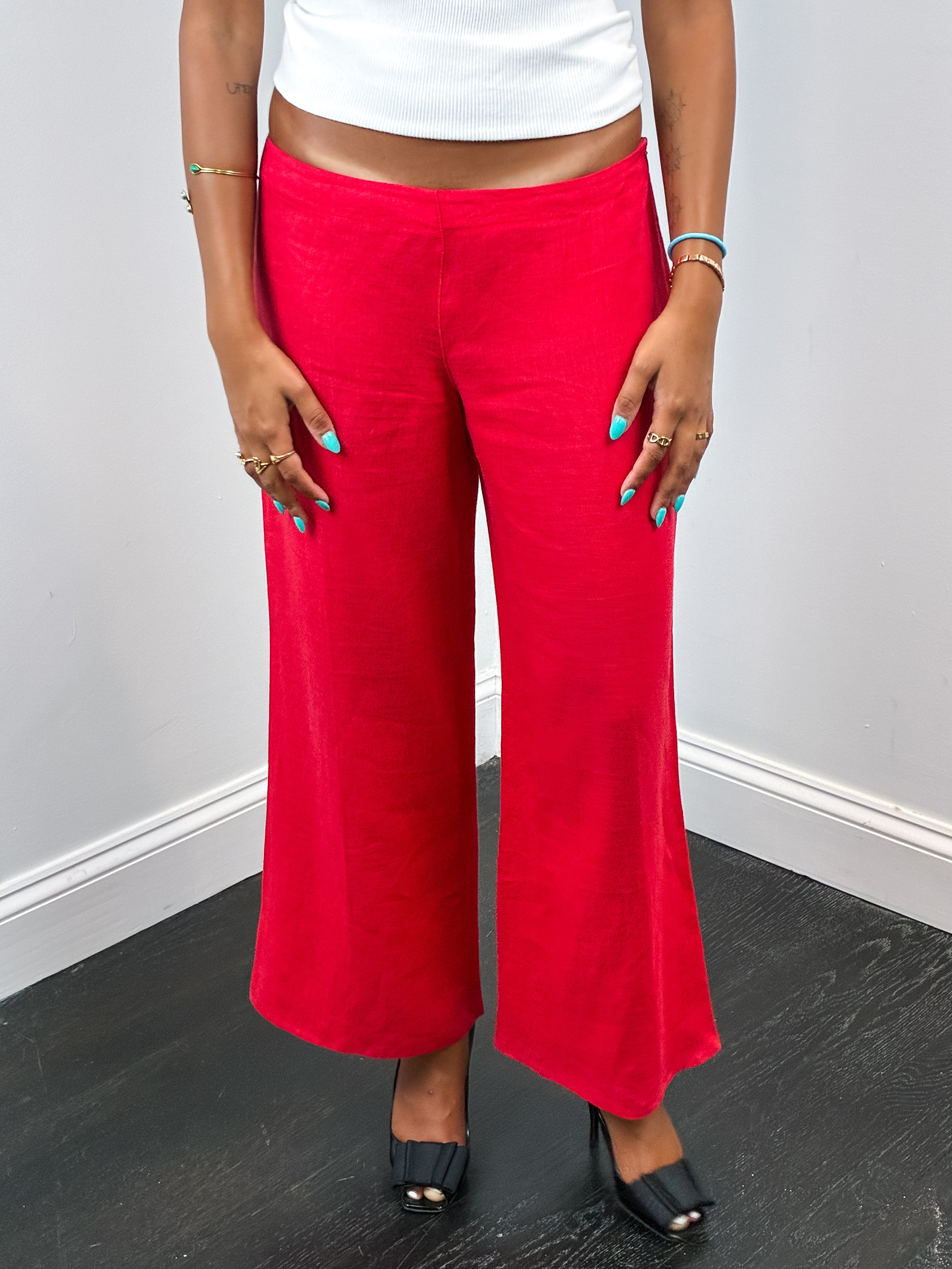 Sisley 2000s Red Palazzo Trousers - W29