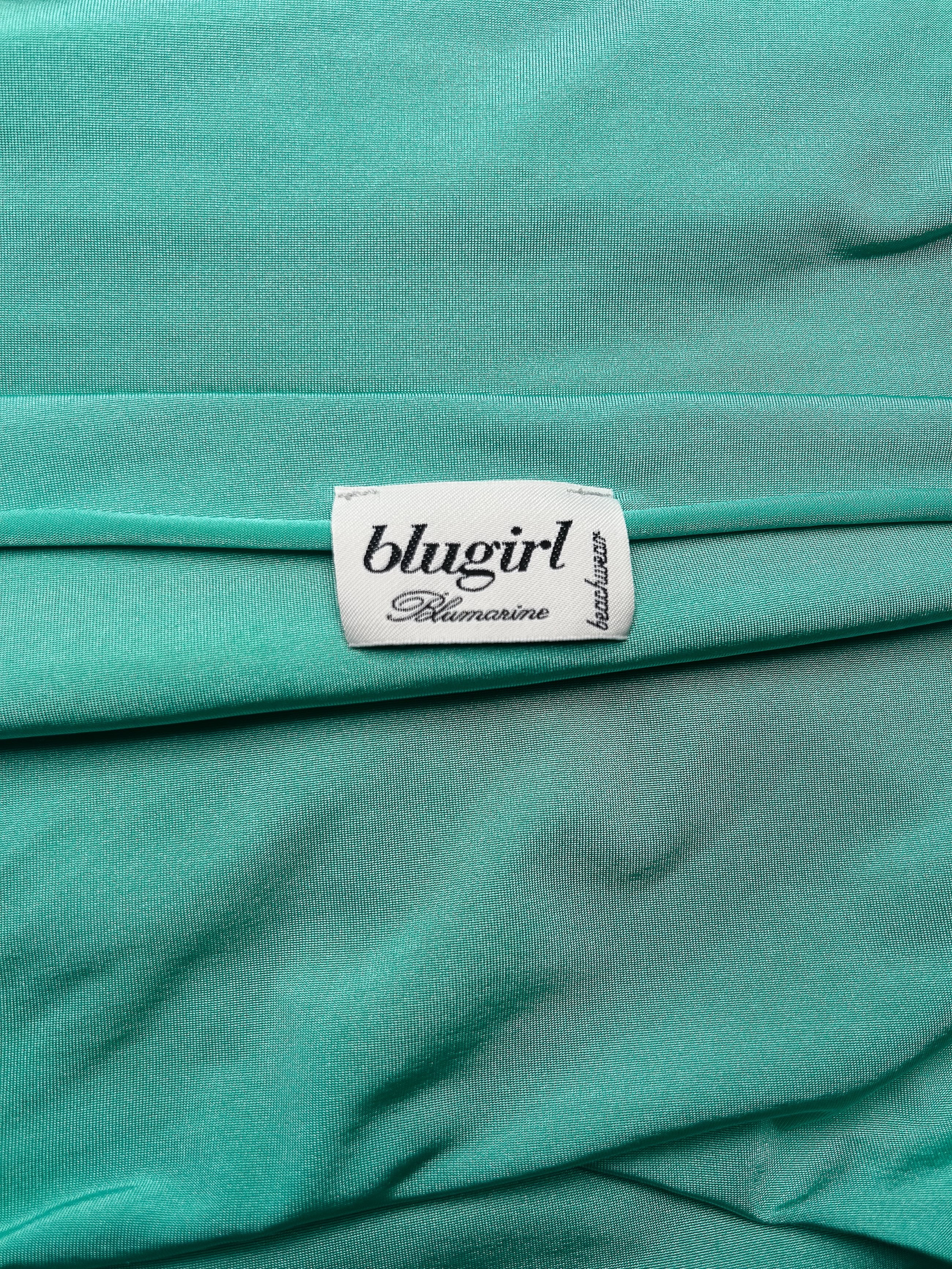 Blugirl Blumarine 2000s Turquoise Ruched Halter Midi Dress - S/M