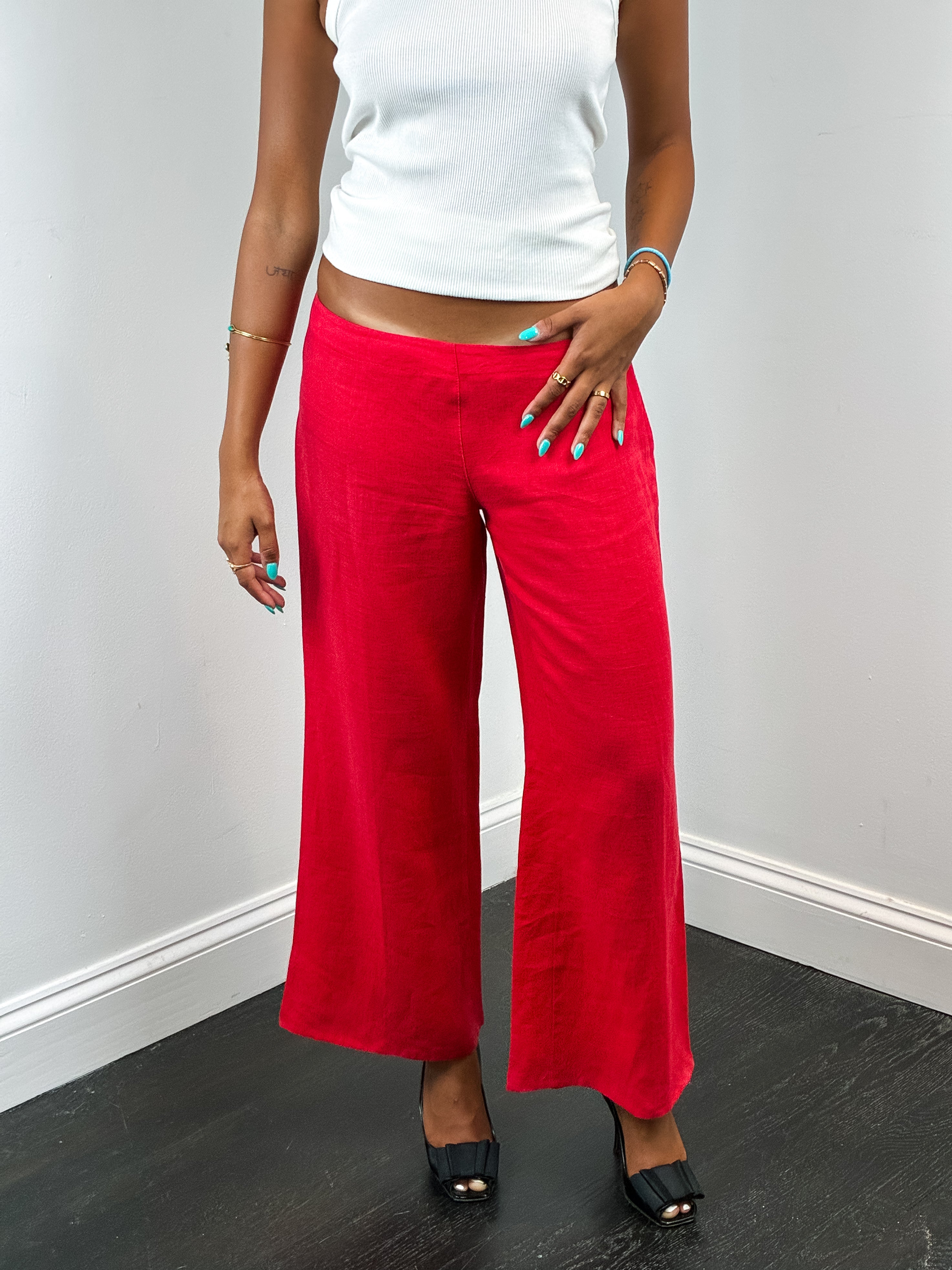 Sisley 2000s Red Palazzo Trousers - W29