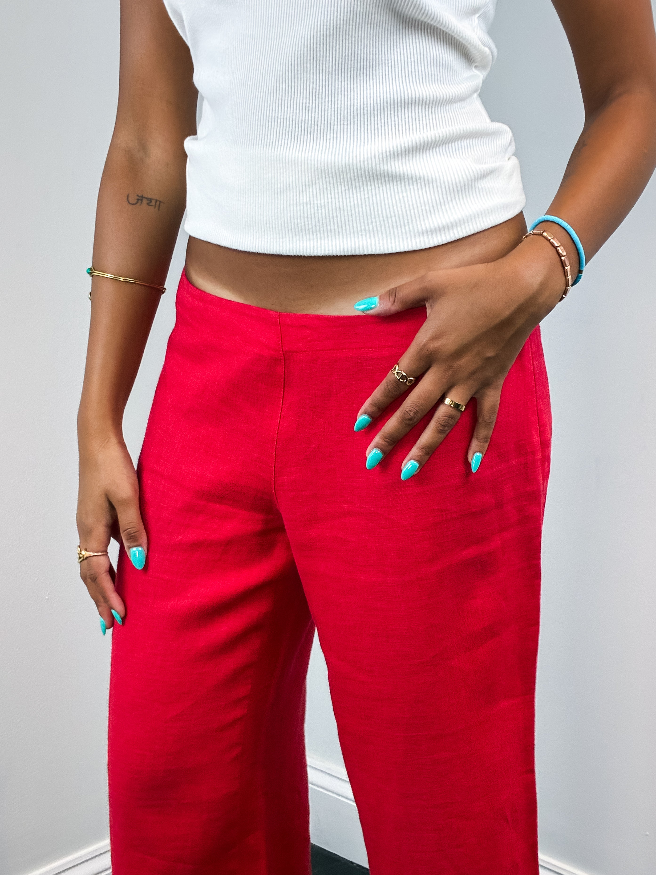 Sisley 2000s Red Palazzo Trousers - W29
