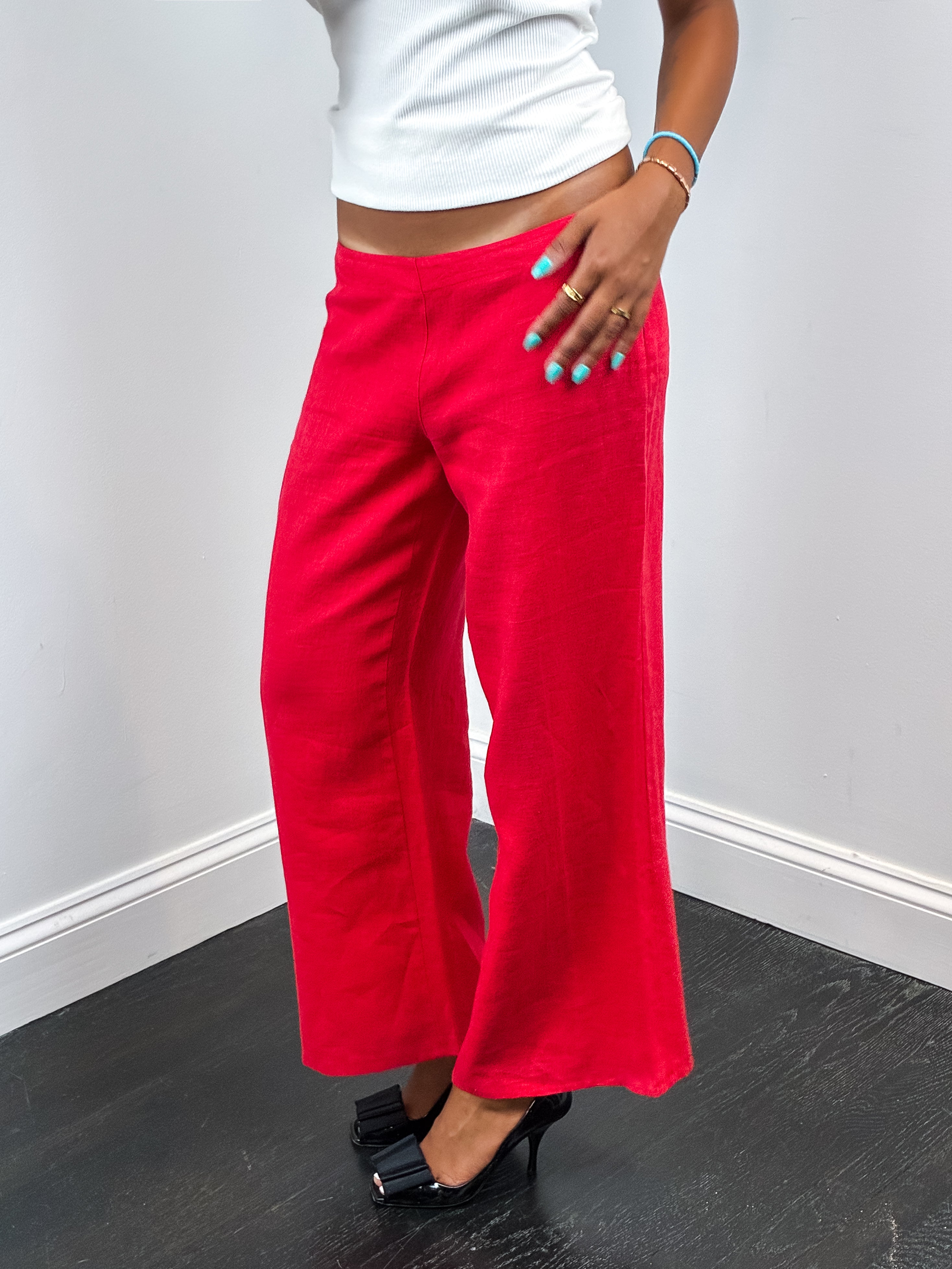 Sisley 2000s Red Palazzo Trousers - W29