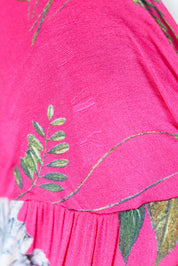 Class Roberto Cavalli 2000s Pink Floral Drop Waist Midi Dress