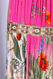Class Roberto Cavalli 2000s Pink Floral Drop Waist Midi Dress