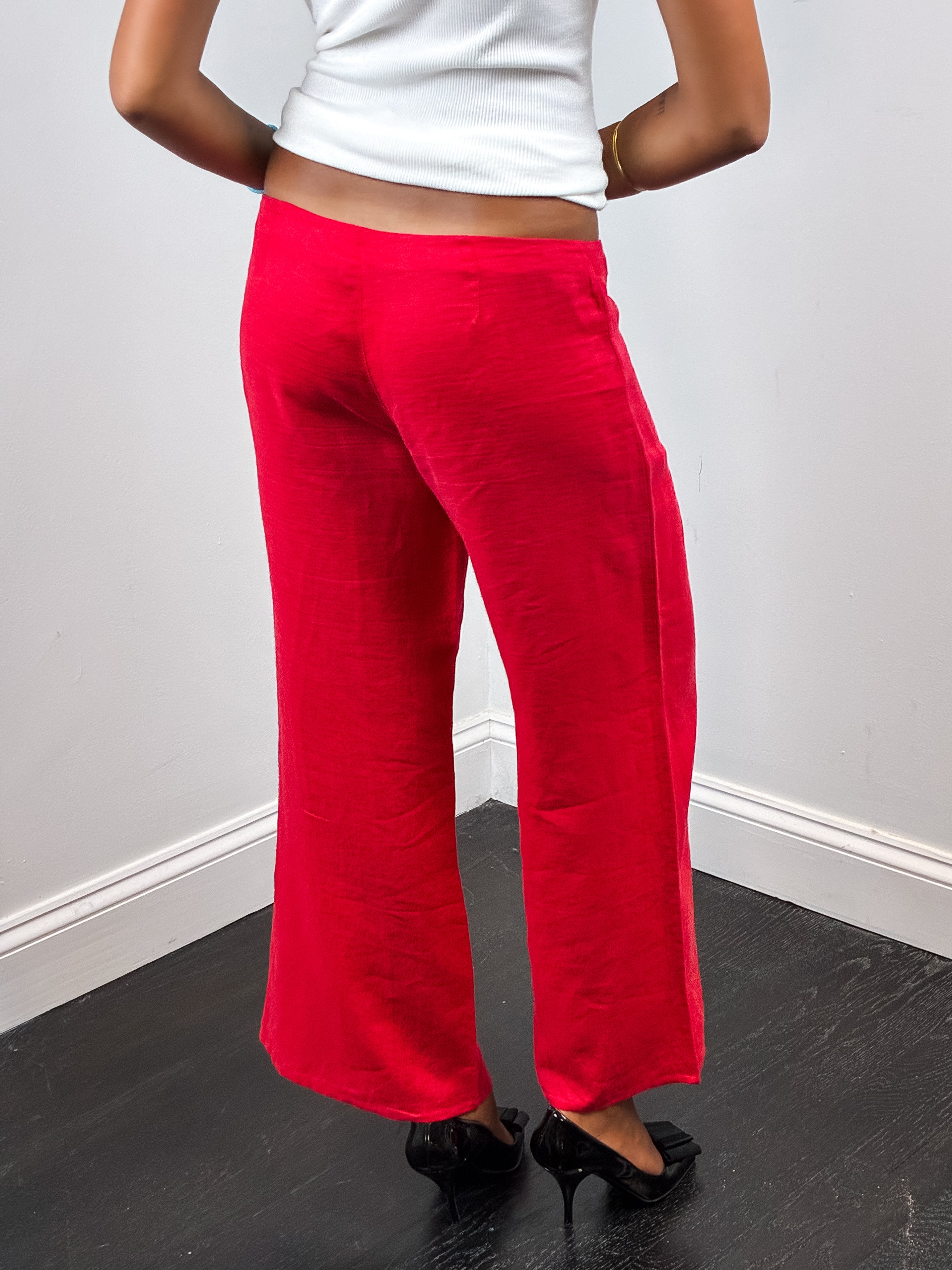 Sisley 2000s Red Palazzo Trousers - W29