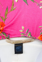 Class Roberto Cavalli 2000s Pink Floral Drop Waist Midi Dress