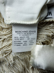 Moschino Jeans 2000s Cream Gold Tiered Fringe Mini Skirt - M