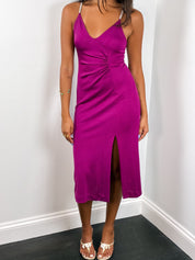 Climax by David Howard 2000s Magenta Rhinestone Strap Slip Dress - XS/S