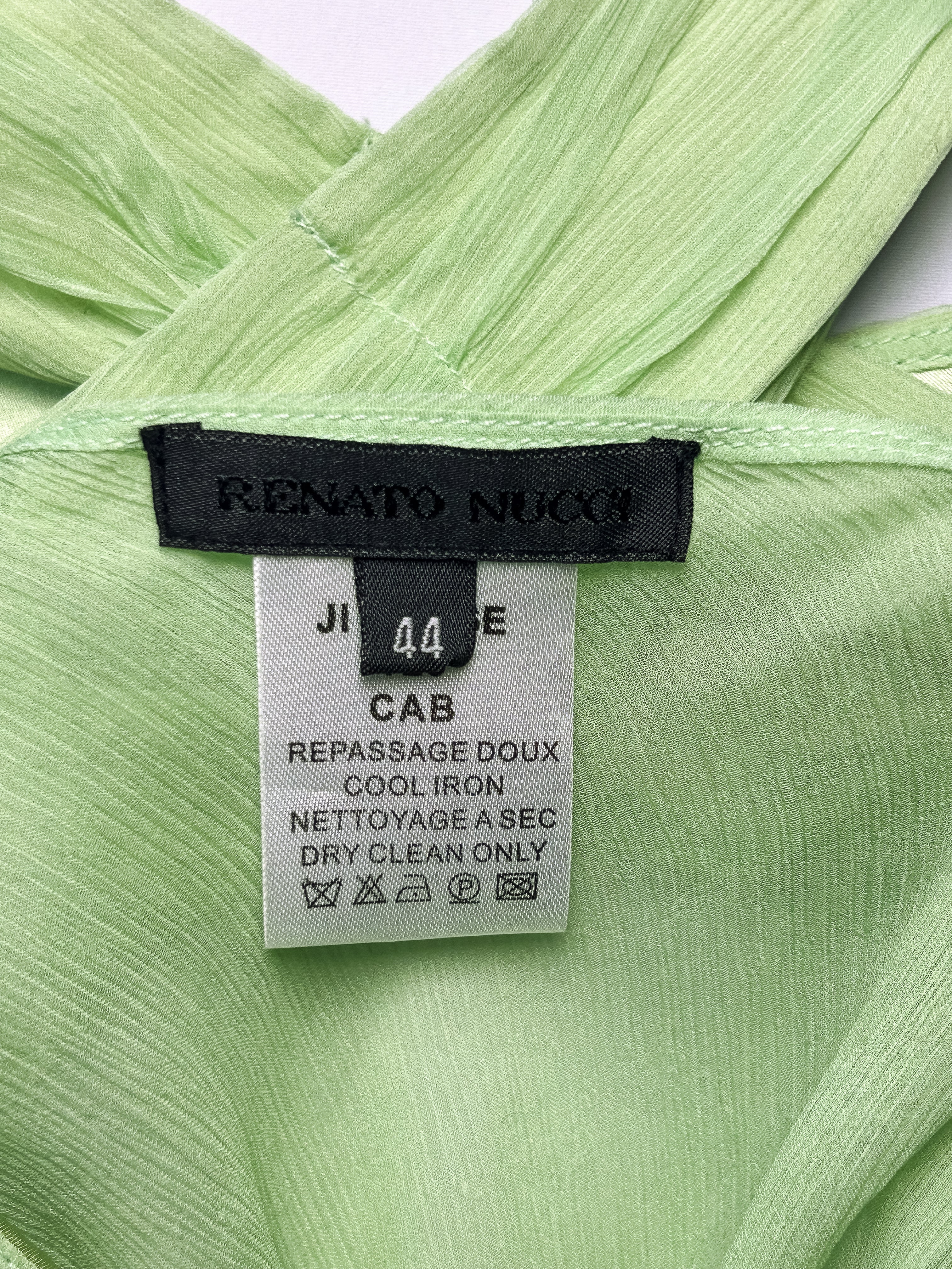 Renato Nucci 2000s Apple Green Silk Chiffon Set - Top / Skirt - M