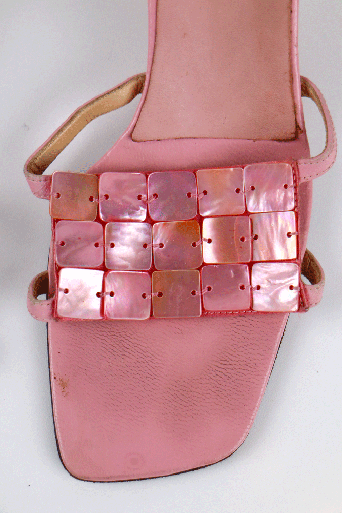 Fendi Pink Mother of Pearl Sandals