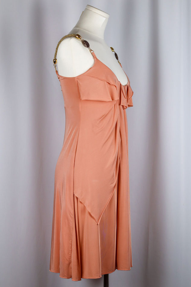 Daniele Alessandrini Blush Pink Draped Mini Dress