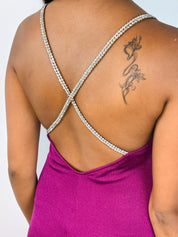 Climax by David Howard 2000s Magenta Rhinestone Strap Slip Dress - XS/S
