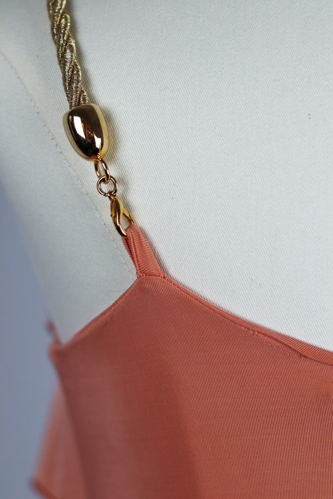 Daniele Alessandrini Blush Pink Draped Mini Dress