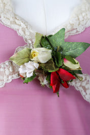 Blumarine 2000s Sheer Pink Slip Dress with Lace & Floral Detail