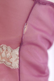 Blumarine 2000s Sheer Pink Slip Dress with Lace & Floral Detail